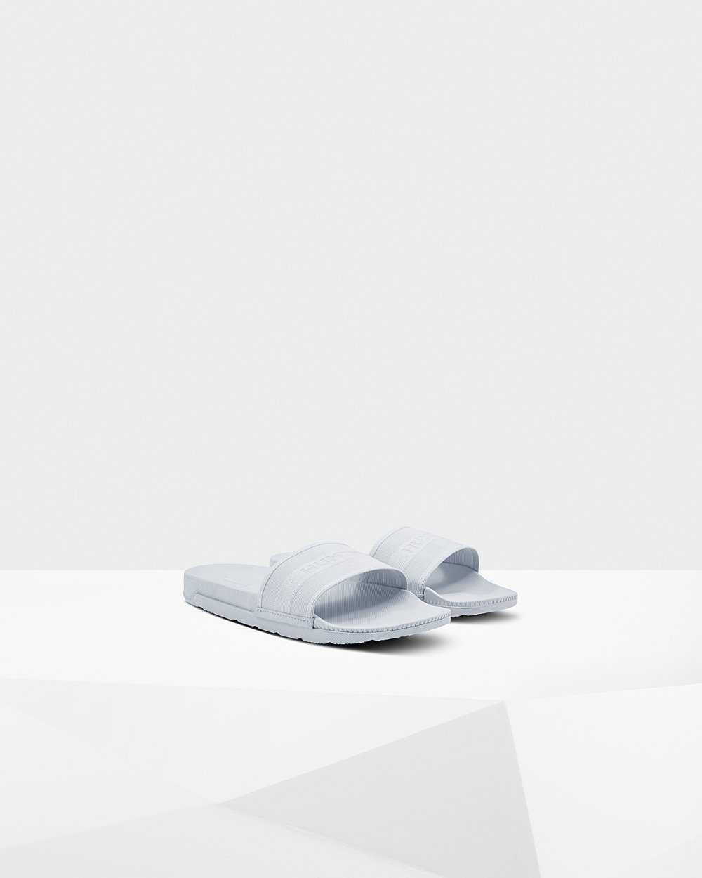 Womens Slides - Hunter Original Elastic (05KLSVHJO) - Grey/Blue